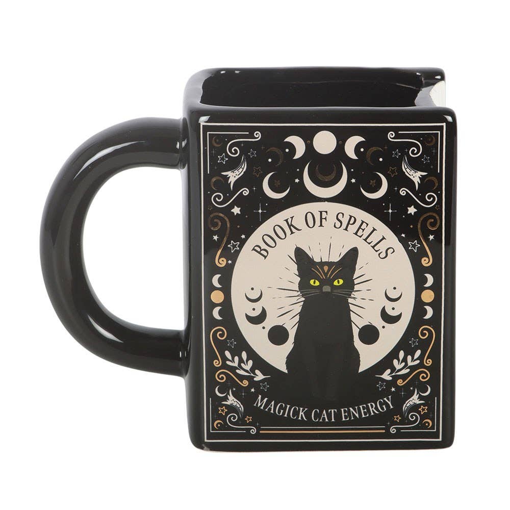 Black Cat Magick Book of Spells Book Shaped Mug - Arriving in Store September