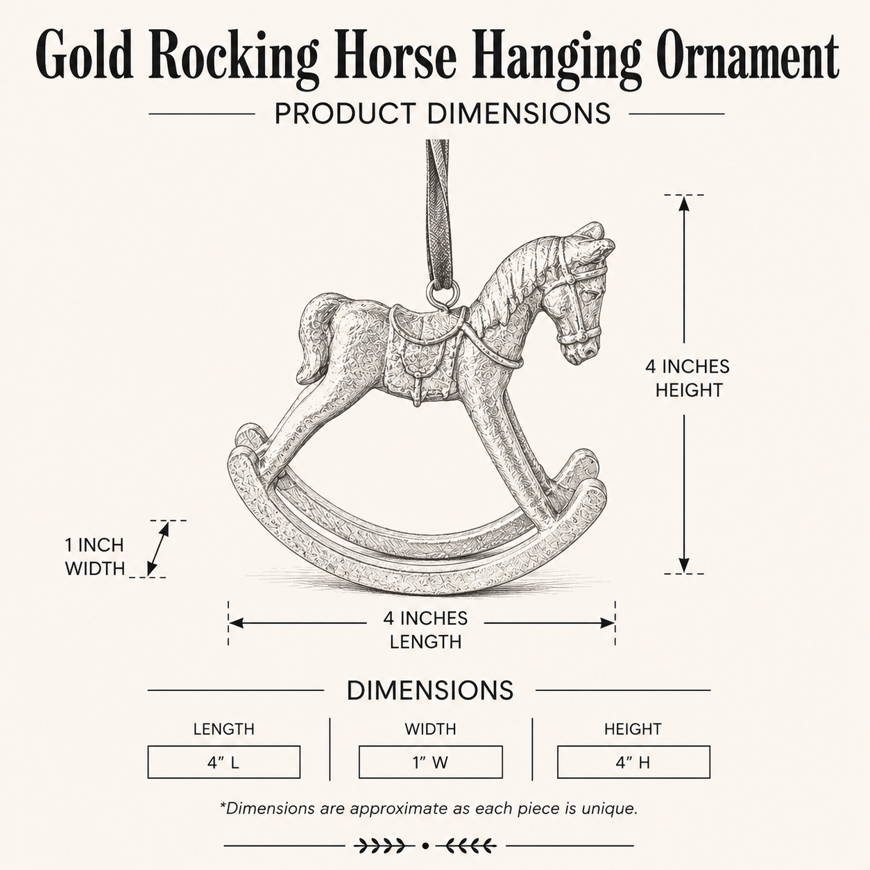 The Manor House Gold Rocking Horse Hanging Ornament - Arriving in Store October