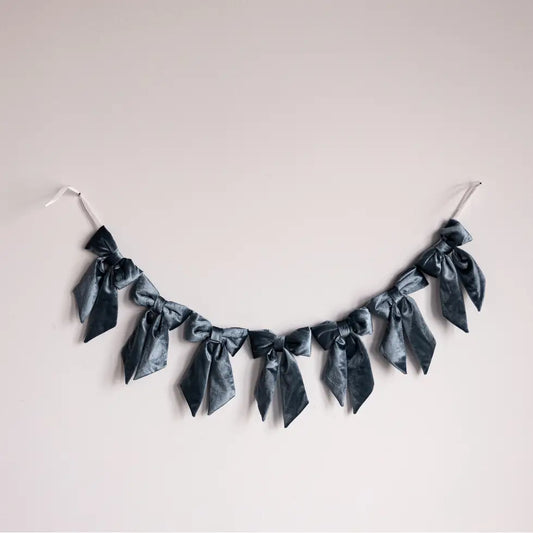 Manor House Velvet Dusty Blue Bow Garland - Arriving in Store September/October