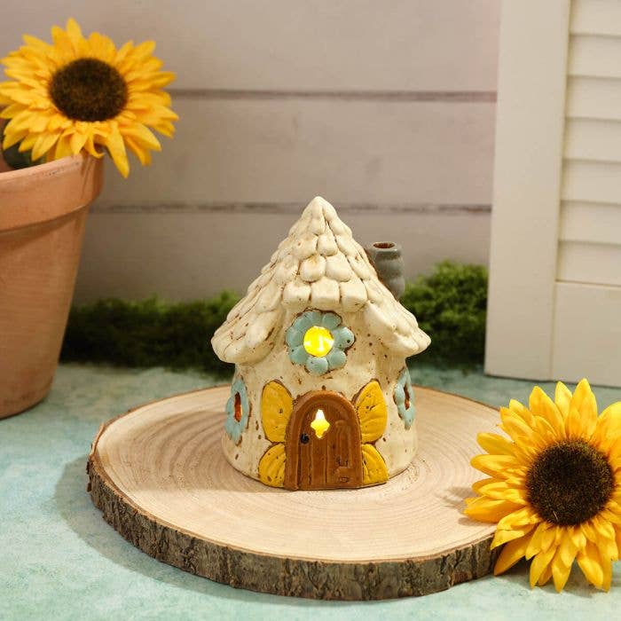 Blossom and Bloom Stoneware House with Led Light - Arriving in Store Mid-April