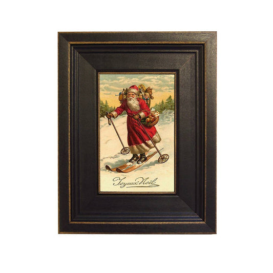 Santa on Skis Vintage Painting Print on Canvas - Arriving in Store September