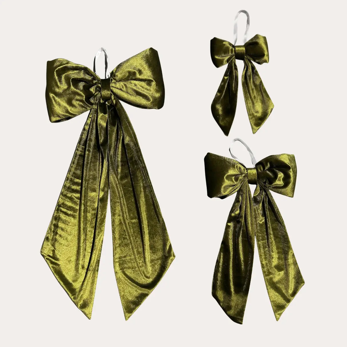 Luxurious Olive Velvet Bow - Medium - Mid November Drop