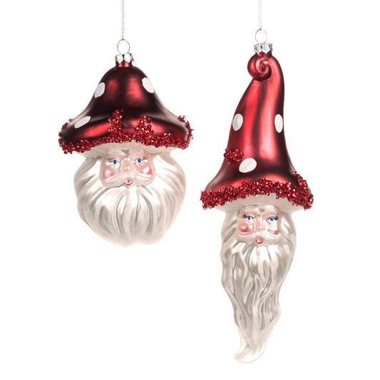 Sequin Mushroom Santa Head Ornament