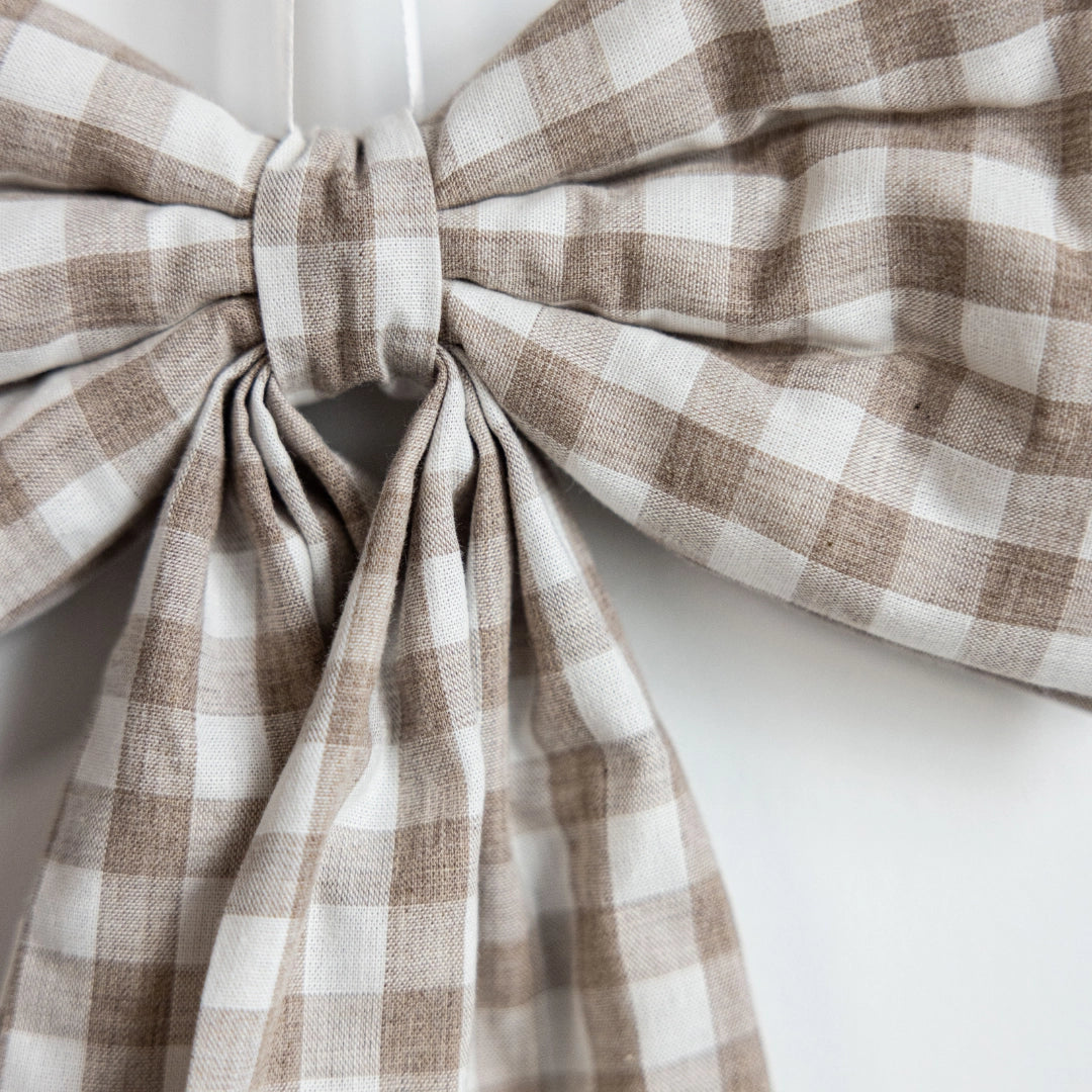 Light Brown - Gingham Fabric Bow - Arriving in Store Mid - Late March