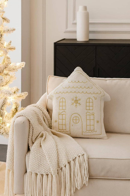 Ivory Winter House Plush Filled Throw Pillow - Arriving in Store October