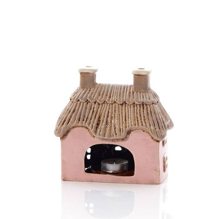 Village Pottery Tealight Holder Pink Embossed Stoneware with Trees - Mid March 2026 Drop