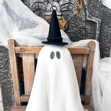 Primitive Fall Halloween 13" Lil Ghost w/ Witch Hat - Arriving in Store September