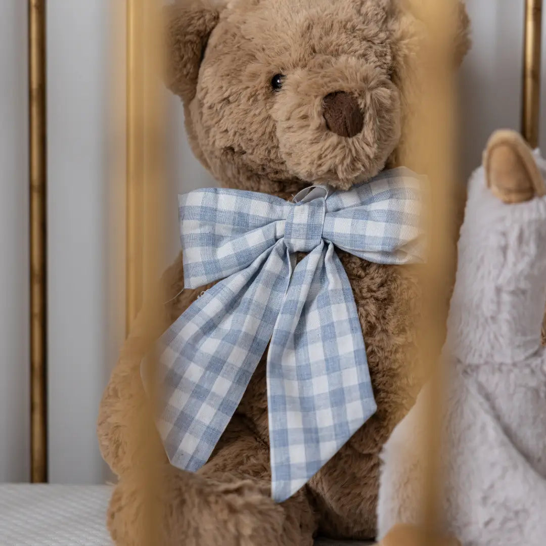 Baby Blue Gingham Fabric Bow - Arriving in Store Mid - Late March