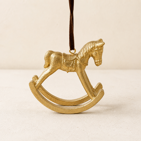 The Manor House Gold Rocking Horse Hanging Ornament - Arriving in Store October