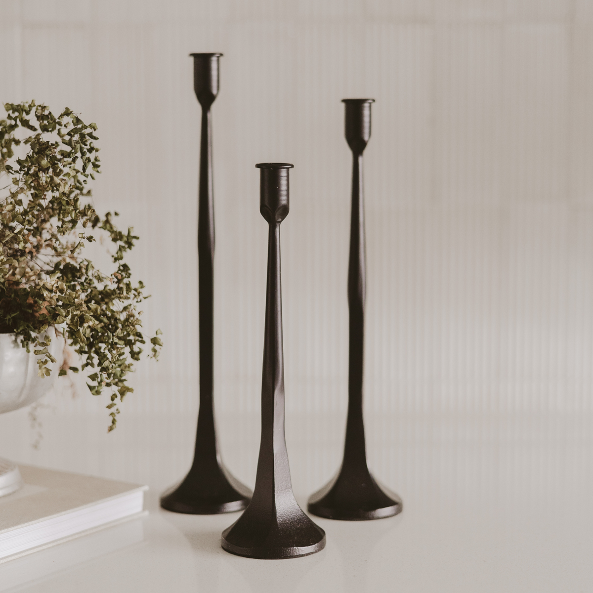 Black Cast Iron Taper Candle Holders Set of 3 - Arriving in Store November