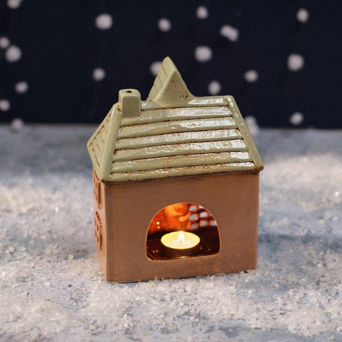 Christmas Market Stoneware Toy Shop Candle Holder - Arriving in Store September