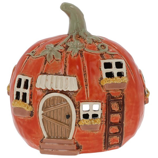 Village Pottery Autumn Pumpkin House Tealight - Arriving in Store Late July