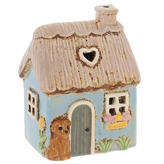 Village Pottery Blue Garden Thatch Tealight - Arriving in Store Late July