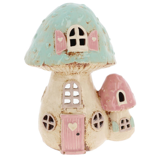 Village Pottery Toadstool Double House Tealight -September Drop