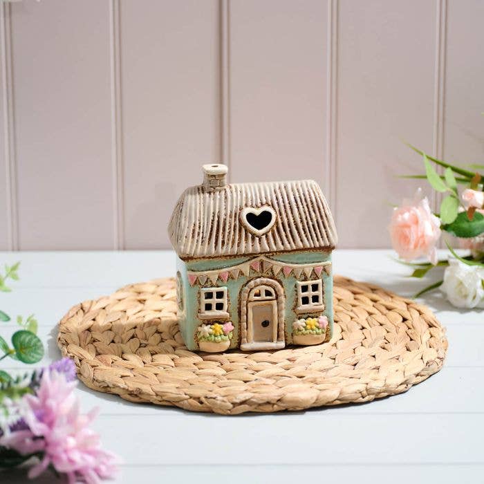 Cottage Garden Blue House Embossed Candle Holder - Arriving in Store July