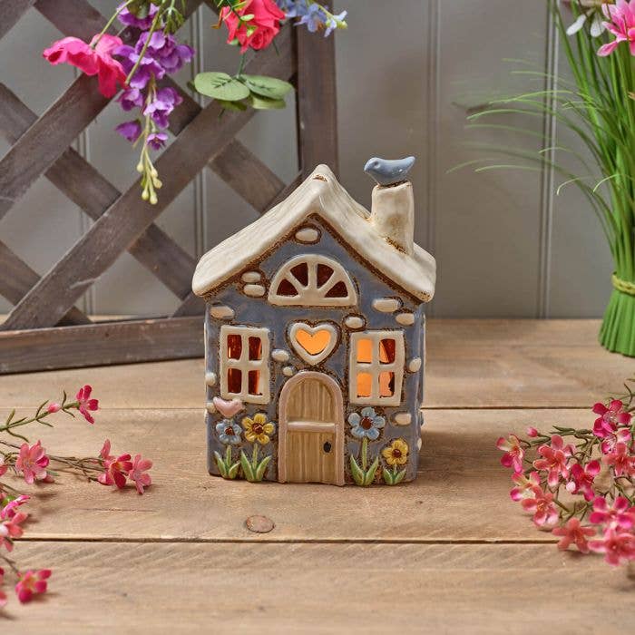Stoneware Garden Birds House Candle Holder With 3D Bird - Arriving in Store late May
