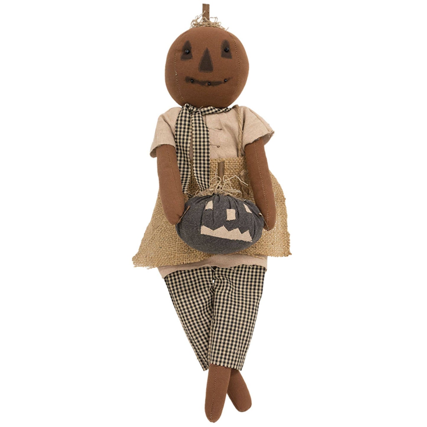 Primitive Pumpkin Girl Doll With Black Jack O Lantern - Arriving in Store September