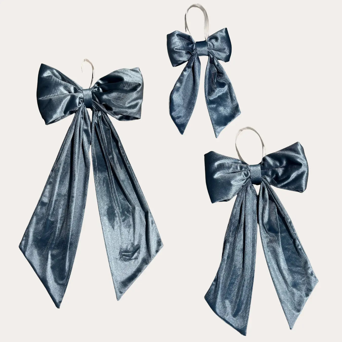 Luxurious Dusty Blue Velvet Bow - Medium - Mid November Drop