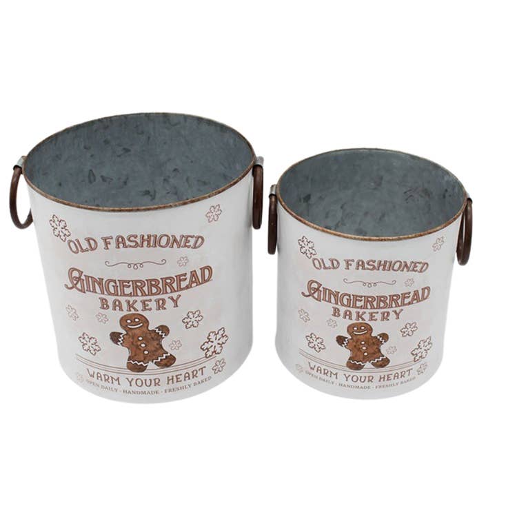 Set of 2 Gingerbread Buckets with Handles