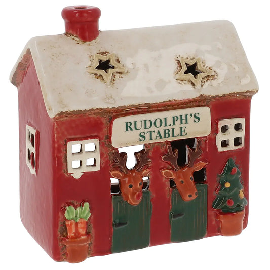 Village Pottery Xmas Rudolphs Stable Tealight - Arriving in Store September
