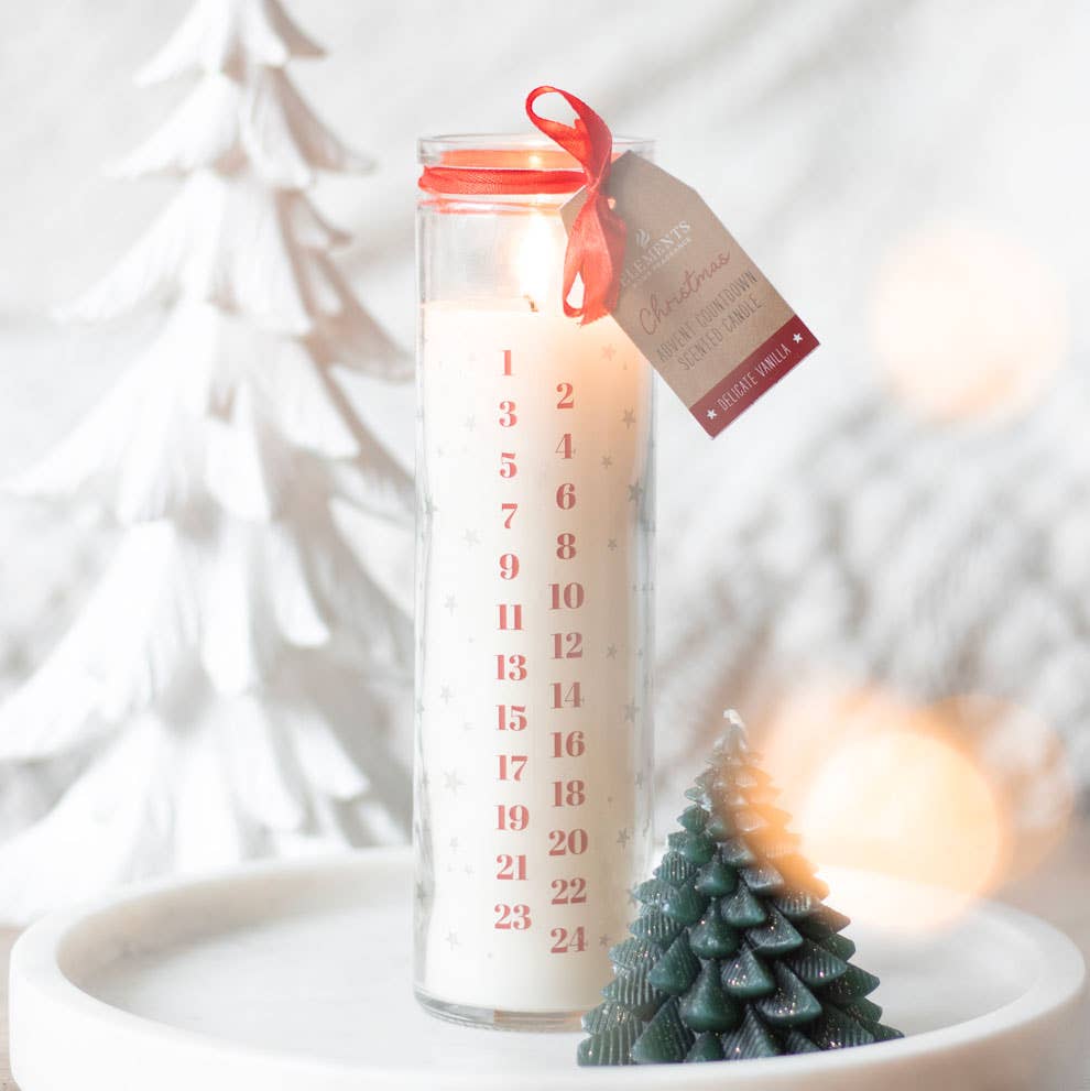 White Vanilla Christmas Advent Tube Candle