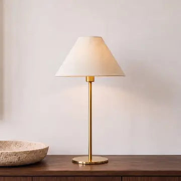 Portable Brass Table Lamp - Linen Shade - Arriving in Store October