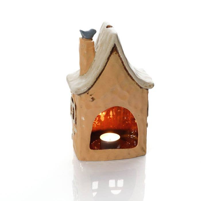 Stoneware Garden Birds House Candle Holder With 3D Bird - Arriving in Store Mid-April