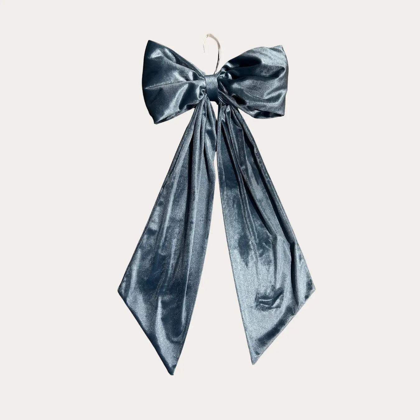 Luxurious Dusty Blue Velvet Bow - Medium - Mid November Drop