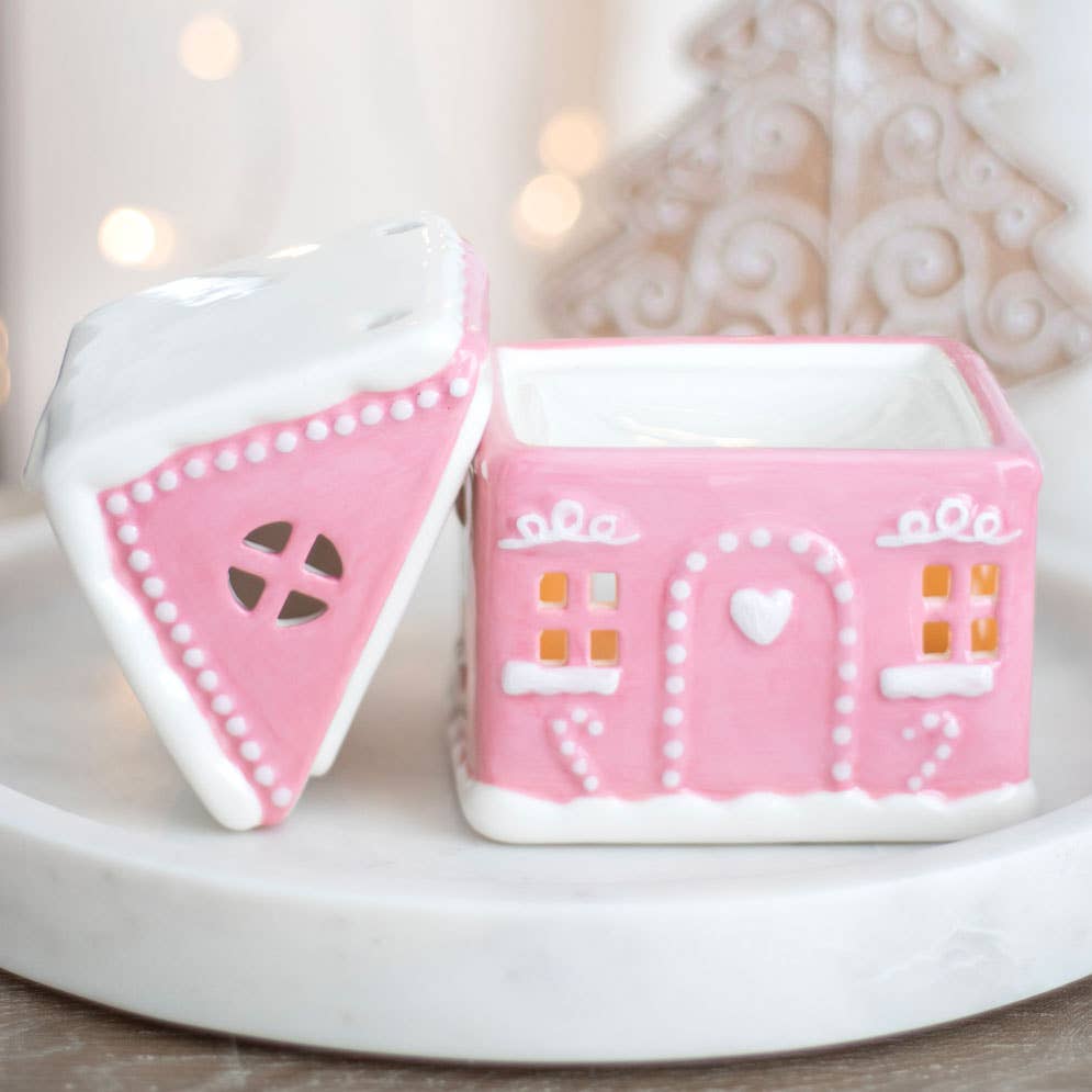 Pink Gingerbread House Christmas Oil Burner