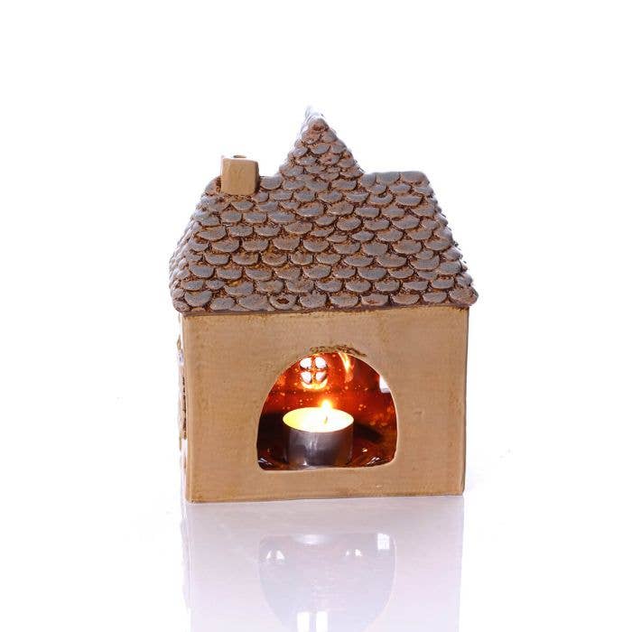 Cottage Garden Embossed Stoneware House Candle Holder - Arriving in July