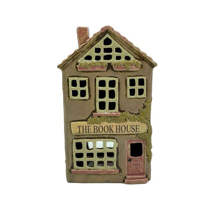 Cosy Chapter Stoneware The Book House Tea Light Holder - Arriving in Store September