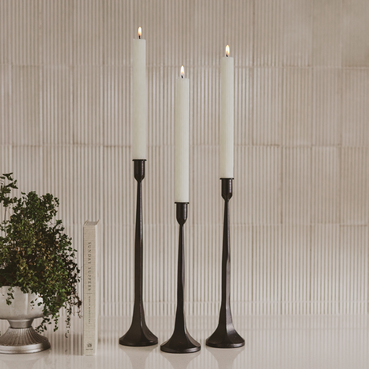 Black Cast Iron Taper Candle Holders Set of 3 - Arriving in Store November