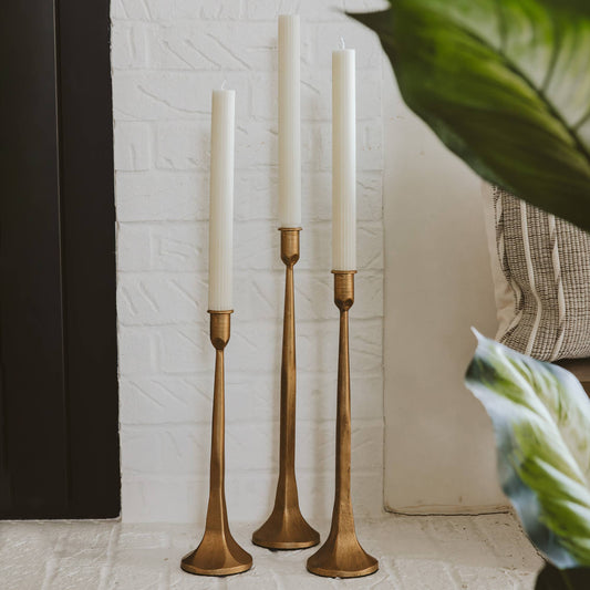 Gold Cast Iron Taper Candle Holders Set of 3 - Arriving in Store Late October