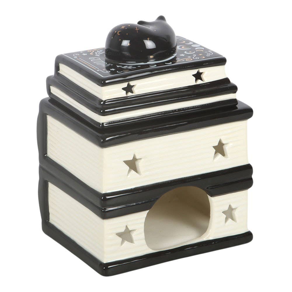 Black Cat Book Stack Oil Burner with Cat - Arriving in Store September