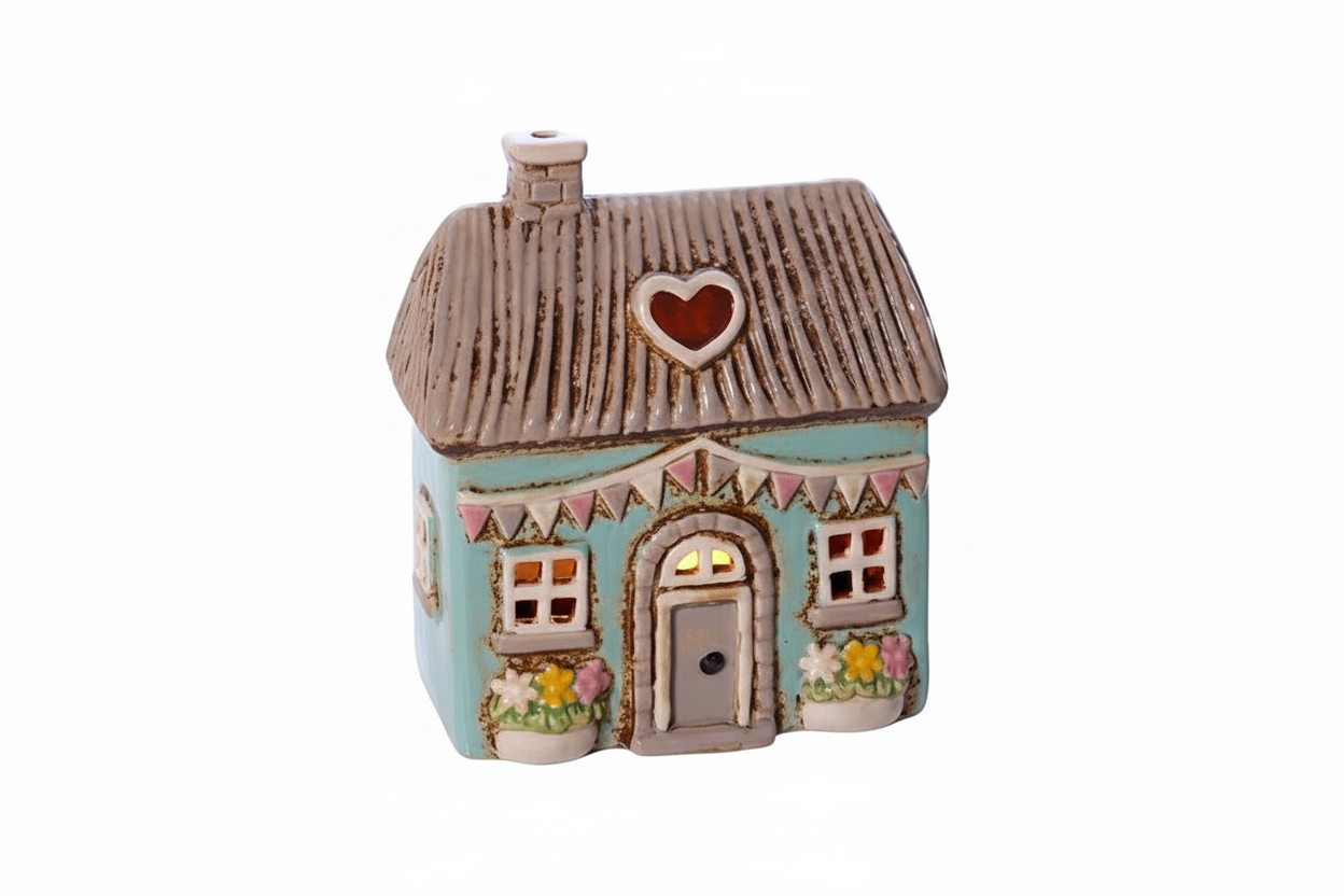 Cottage Garden Blue House Embossed Candle Holder - Arriving in Store July