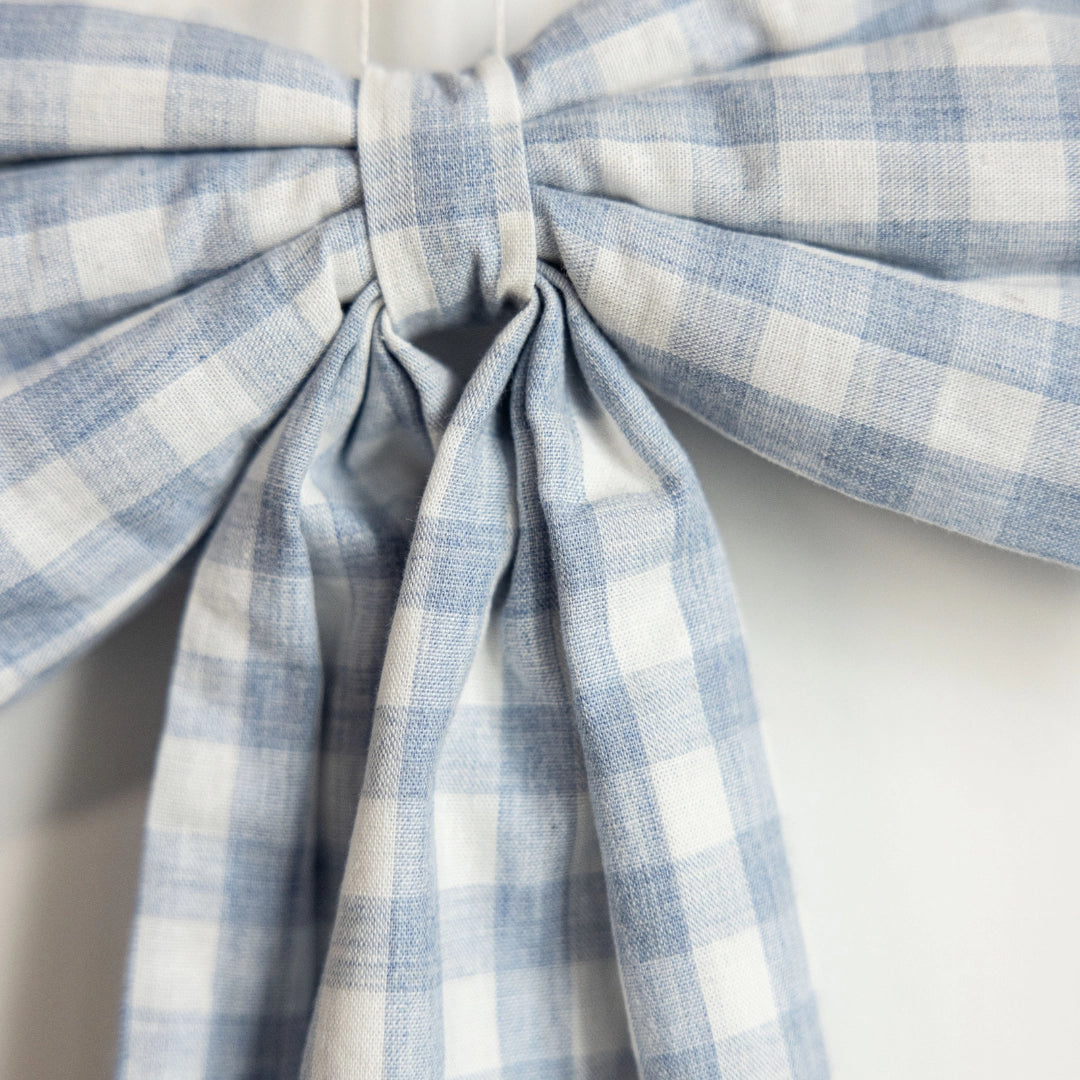 Baby Blue Gingham Fabric Bow - Arriving in Store Mid - Late March