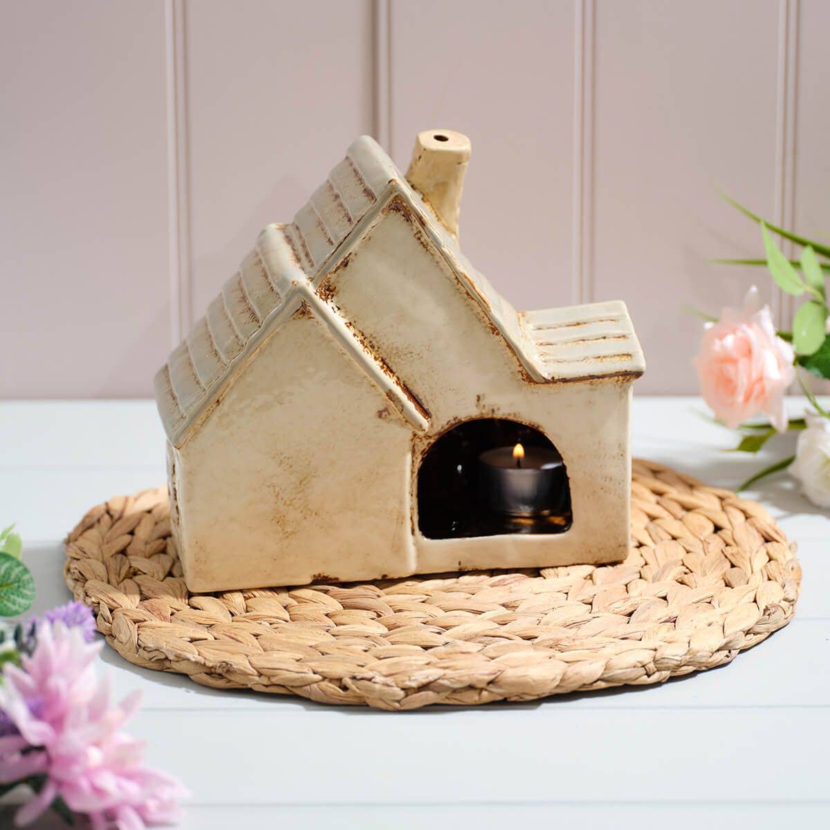 Cottage Garden Stoneware Double Cottage Candle Holder - Arriving in Store June