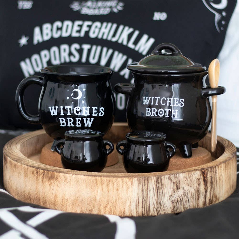 Gothic Halloween Cauldron Cruet Salt and Pepper Set - September Drop