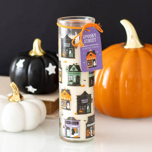 Spooky Street Pumpkin Cinnamon Roll Tube Candle - Arriving in Store September