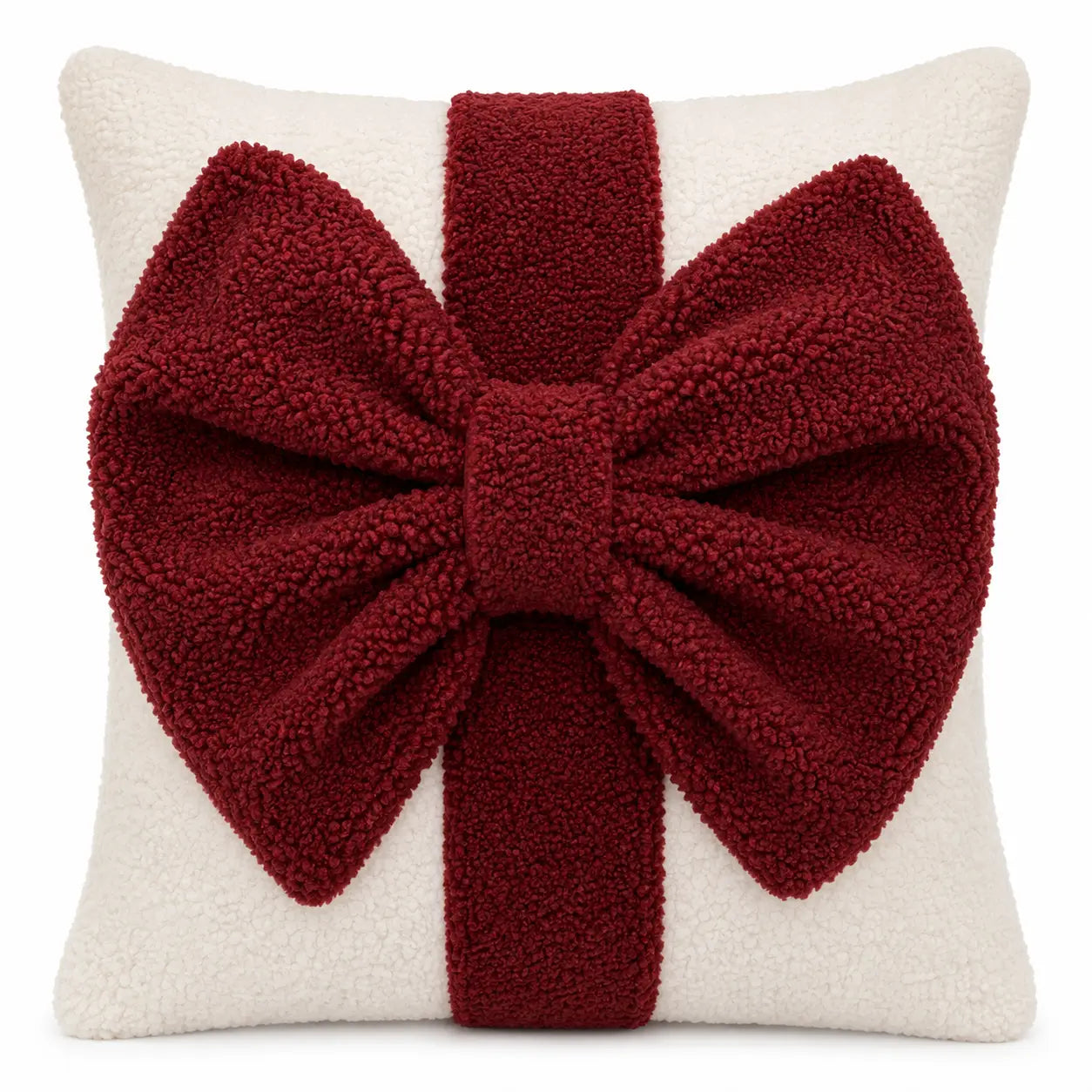 Red Big Bow Gift Box White 45cm Throw Pillow - Arriving in Store September