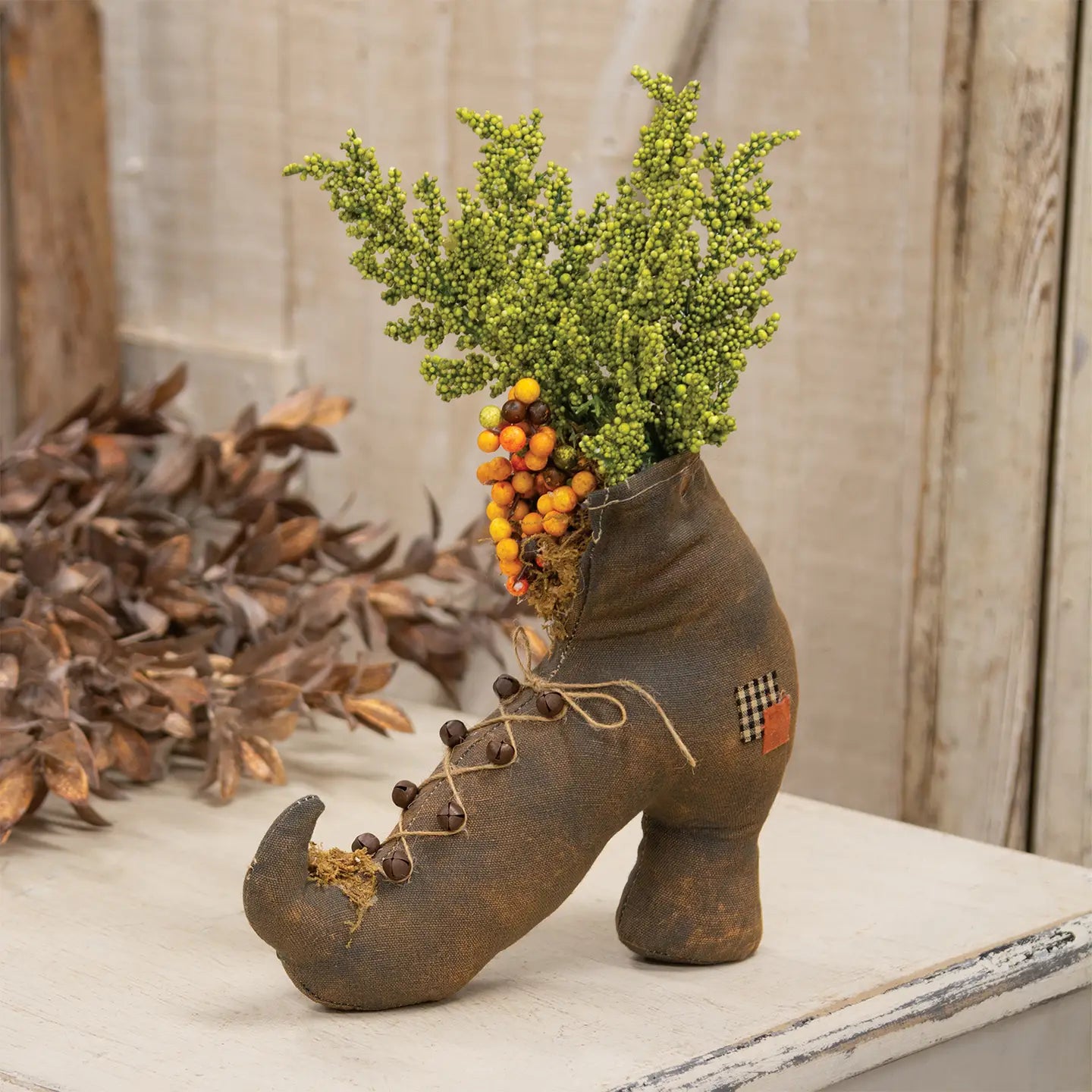 Stuffed Witch Boot Sitter - 13"H - Arriving in Store September