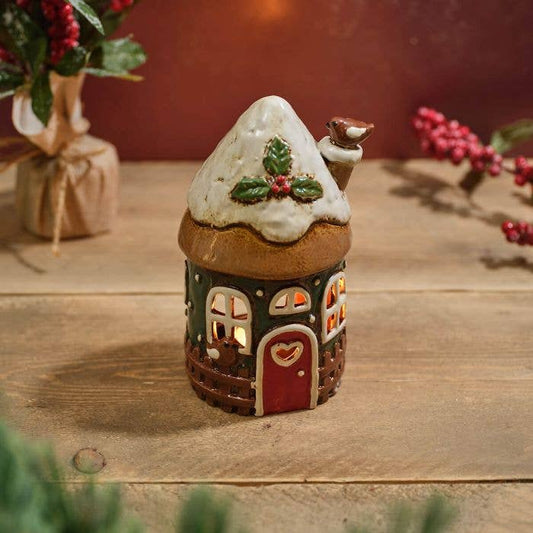 Robin Stoneware Fairy House With 3D Robin Candle Holder - Arriving in Store September
