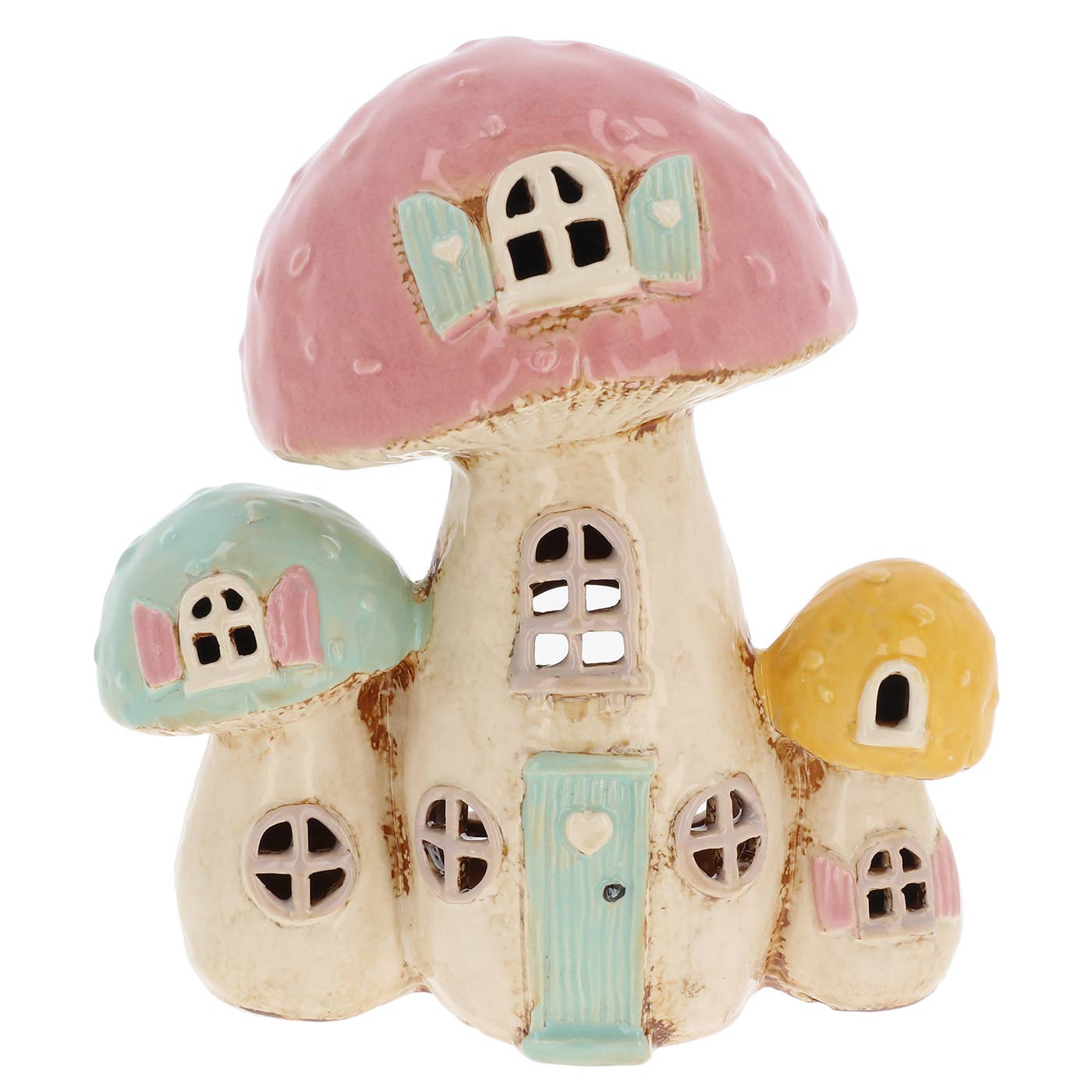 Village Pottery Toadstool Trio House Tealight - October Drop