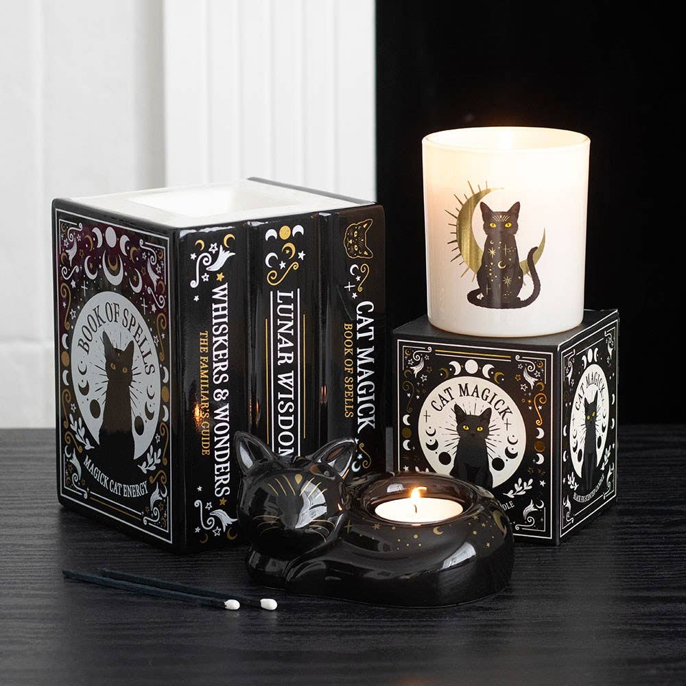 Black Cat Book of Spells Oil Burner and Wax Warmer - Arriving in Store September