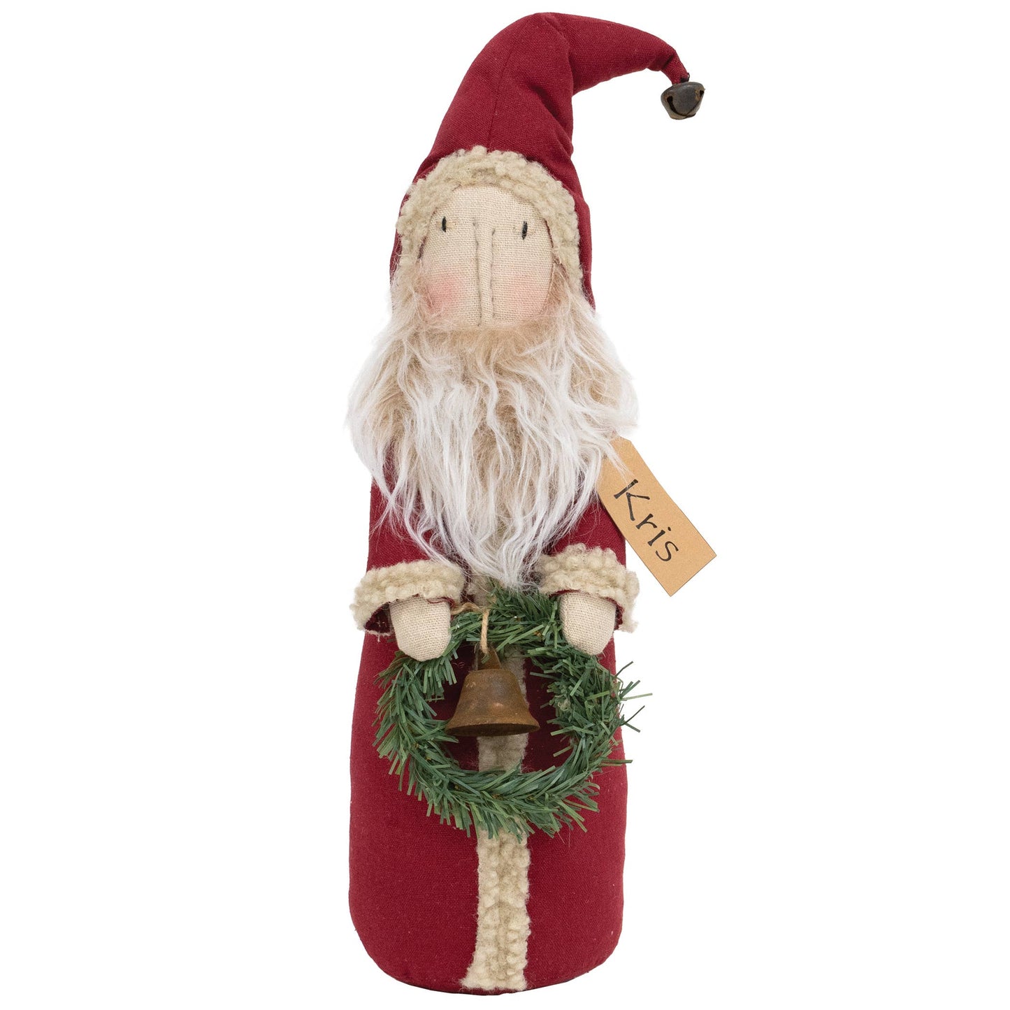 Stuffed Standing Primitive Kris w/Wreath - 16"H - Early December Drop
