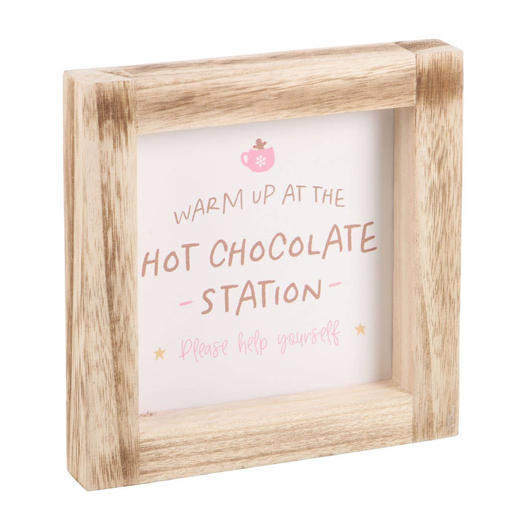 Christmas Hot Chocolate Station Wooden Frame Sign