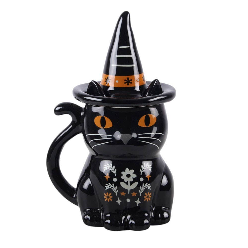 Frightful Folk Black Cat Lidded Mug - Arriving in Store September