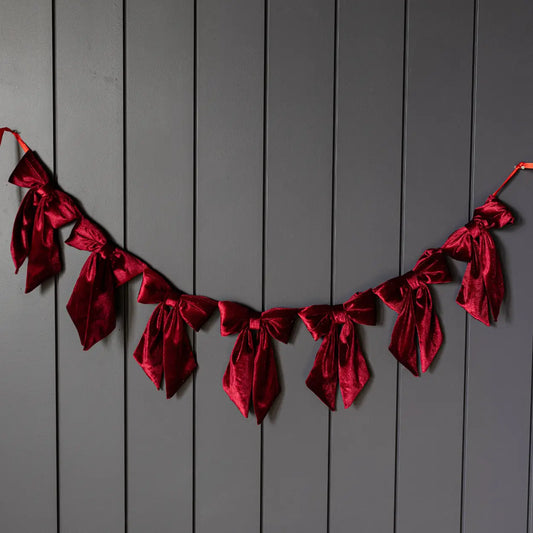 Red Velvet Bow Garland - November Drop