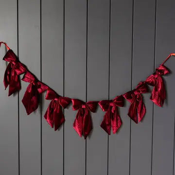 Manor House Velvet Deep Red Bow Garland - Arriving in Store September/October