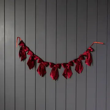 Manor House Velvet Deep Red Bow Garland - Arriving in Store September/October